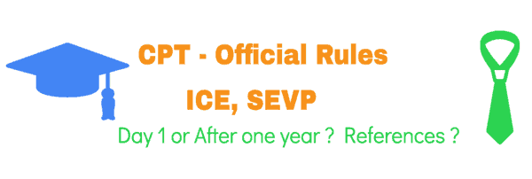 Reglas F1 CPT: ICE, SEVP, referencias a regulaciones federales - 1 año, día 1